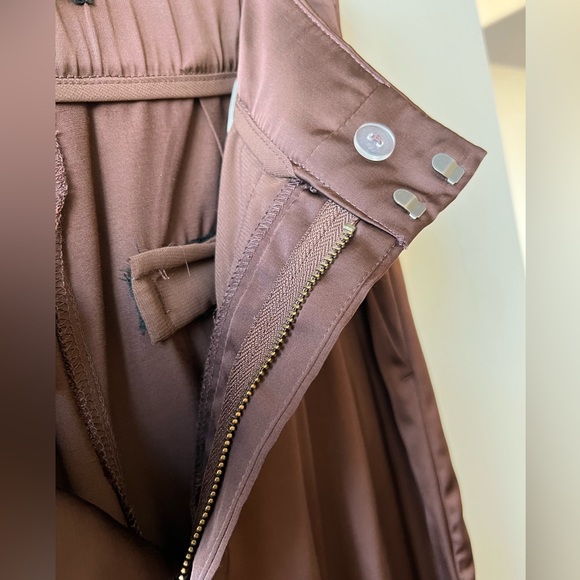 NWOT Abercrombie and Fitch Brown Silk Tailored Pants SIZE SM - Picture 5 of 8